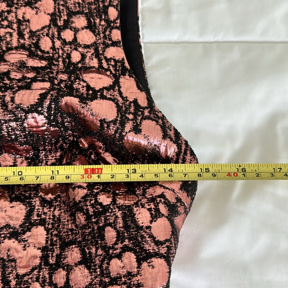 Alice + Olivia Metallic Jacquard Bateau Black Copper Rose Gold Mini Dres… - Picture 12 of 13